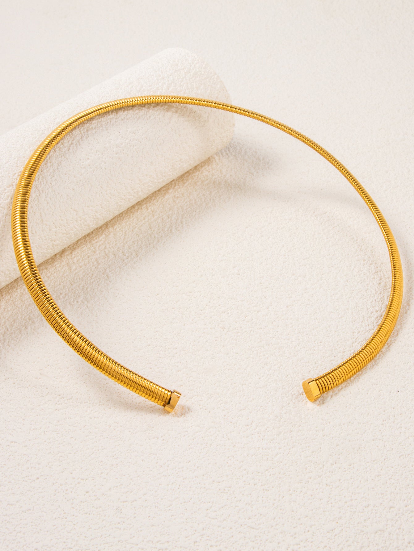 Titanium Steel C-shaped Earrings And Bracelet Set Open Ring Hairband Jewelry Accessories Striped Design