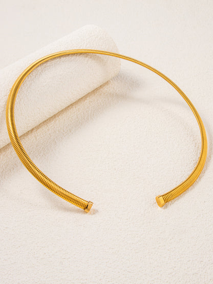 Titanium Steel C-shaped Earrings And Bracelet Set Open Ring Hairband Jewelry Accessories Striped Design