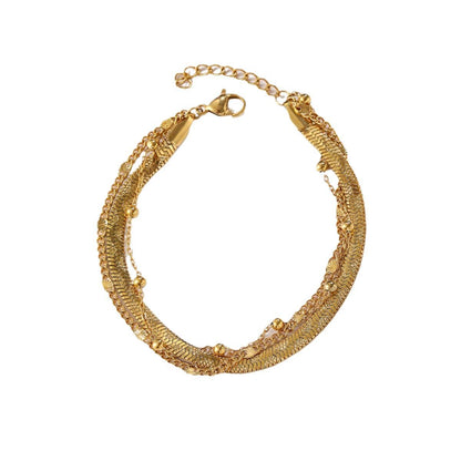 Three-Layer Titanium Steel Snake Bone Bead Chain Bracelet For Women Jewelry Bracelet Casual