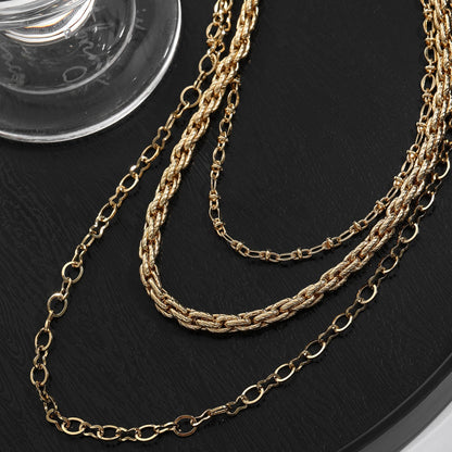 Titanium Steel Necklace Three-Layer Stacked Gold-Plated Cuban Multi-Layer Jewelry