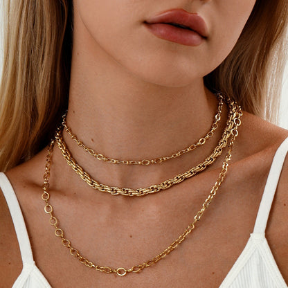 Titanium Steel Necklace Three-Layer Stacked Gold-Plated Cuban Multi-Layer Jewelry