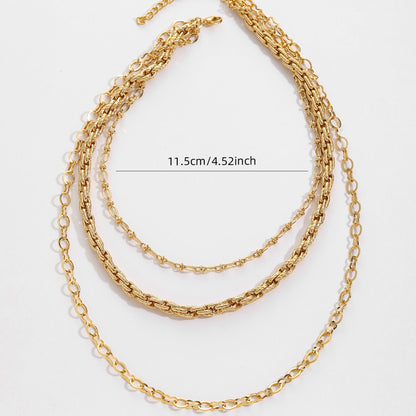 Titanium Steel Necklace Three-Layer Stacked Gold-Plated Cuban Multi-Layer Jewelry