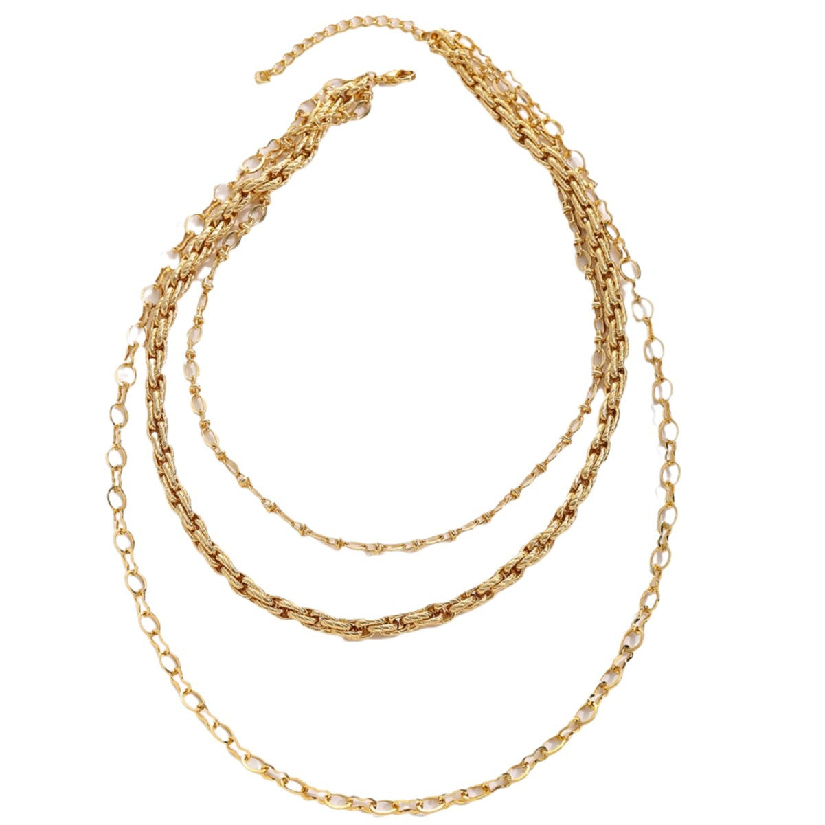 Titanium Steel Necklace Three-Layer Stacked Gold-Plated Cuban Multi-Layer Jewelry