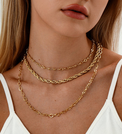 Titanium Steel Necklace Three-Layer Stacked Gold-Plated Cuban Multi-Layer Jewelry