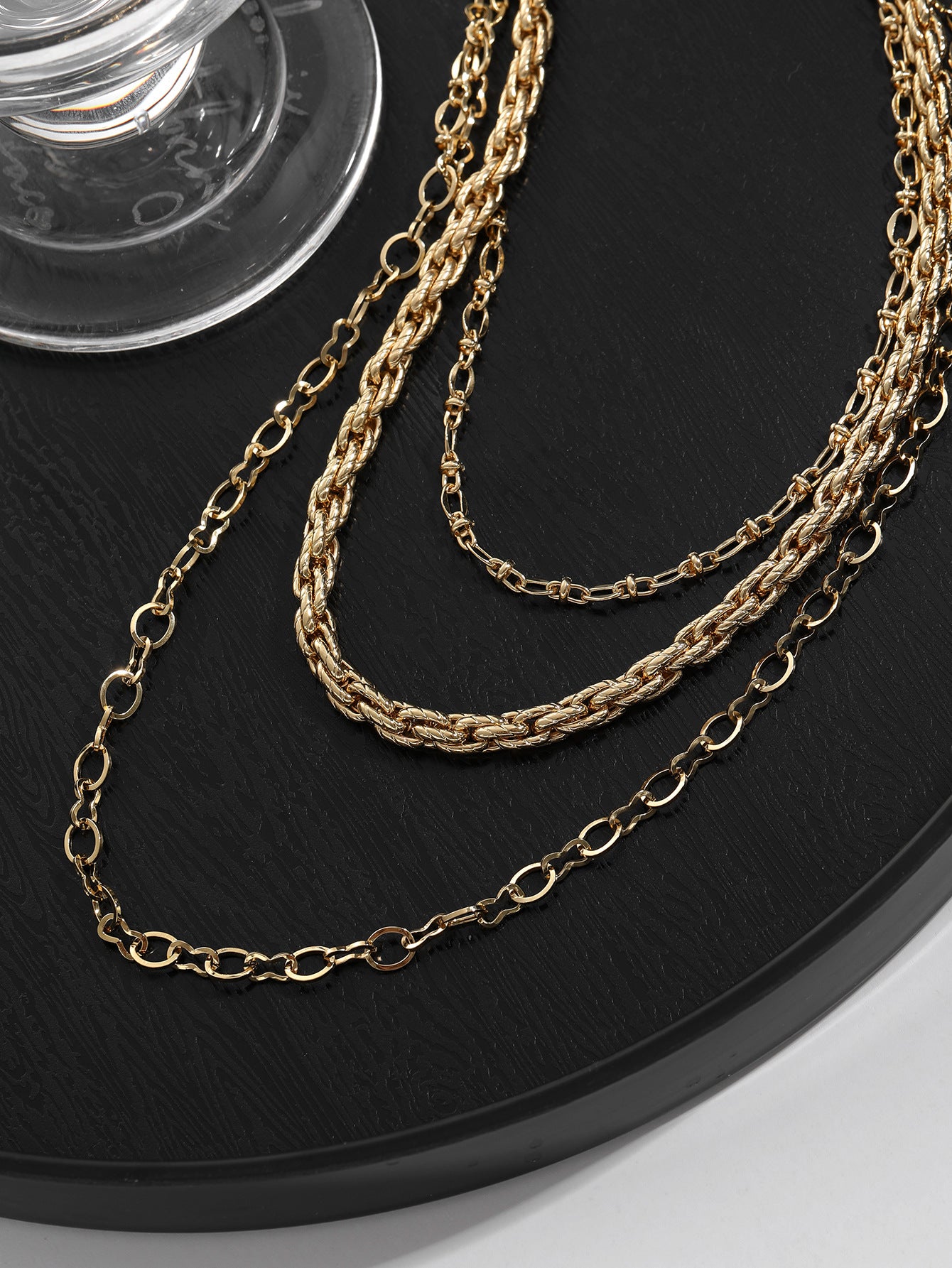 Titanium Steel Necklace Three-Layer Stacked Gold-Plated Cuban Multi-Layer Jewelry