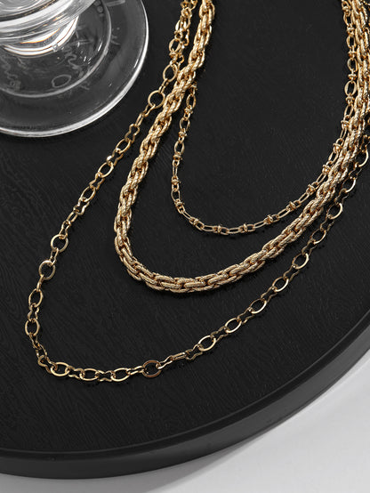 Titanium Steel Necklace Three-Layer Stacked Gold-Plated Cuban Multi-Layer Jewelry