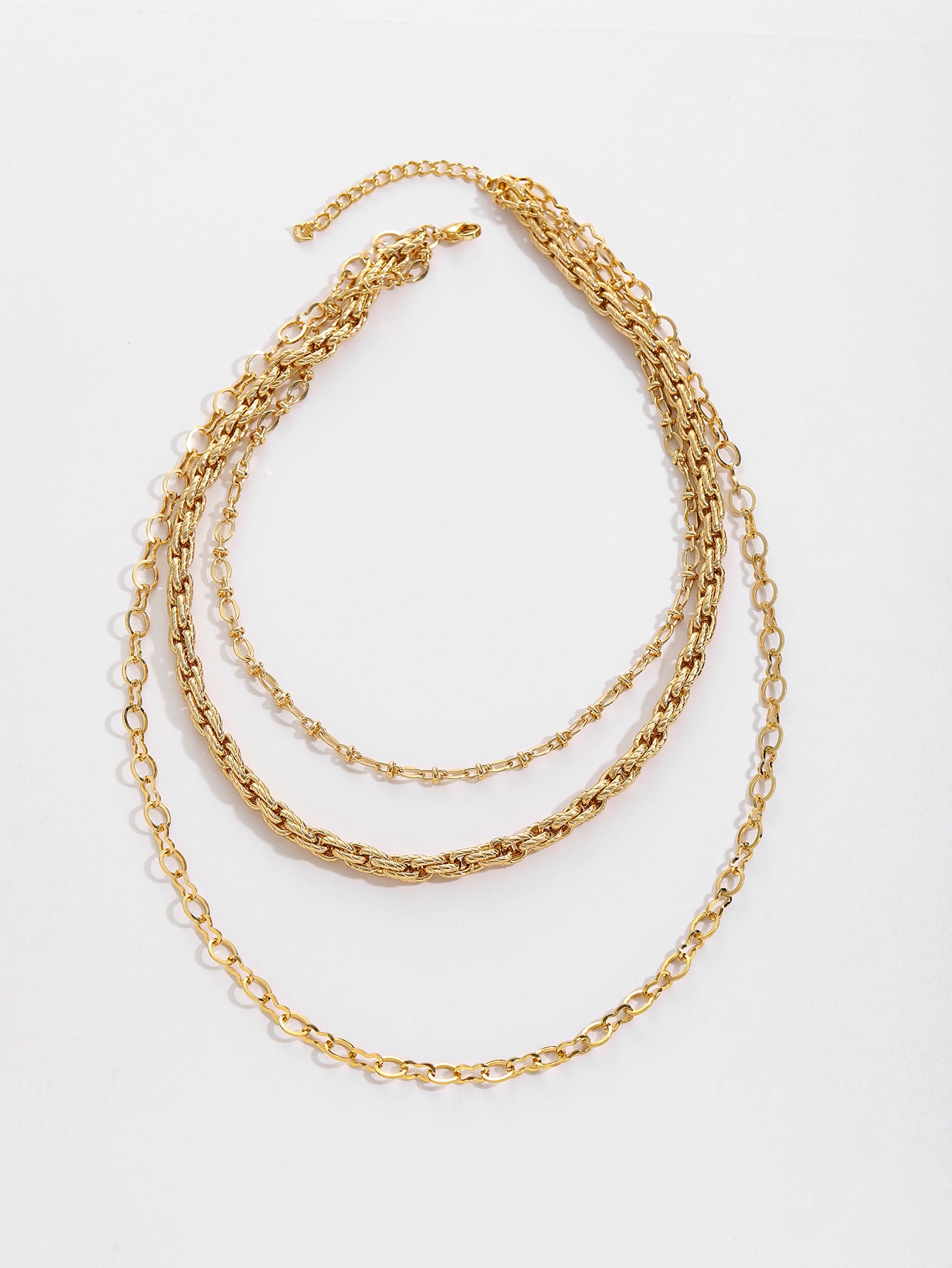 Titanium Steel Necklace Three-Layer Stacked Gold-Plated Cuban Multi-Layer Jewelry