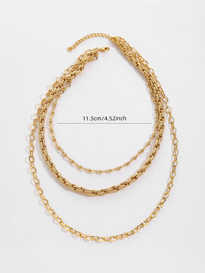 Titanium Steel Necklace Three-Layer Stacked Gold-Plated Cuban Multi-Layer Jewelry