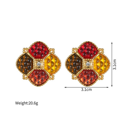 Hong Kong Geometric Block Color Necklace For Women, Non-Fading Stainless Steel Jewelry Set