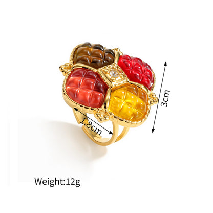 Hong Kong Geometric Block Color Necklace For Women, Non-Fading Stainless Steel Jewelry Set