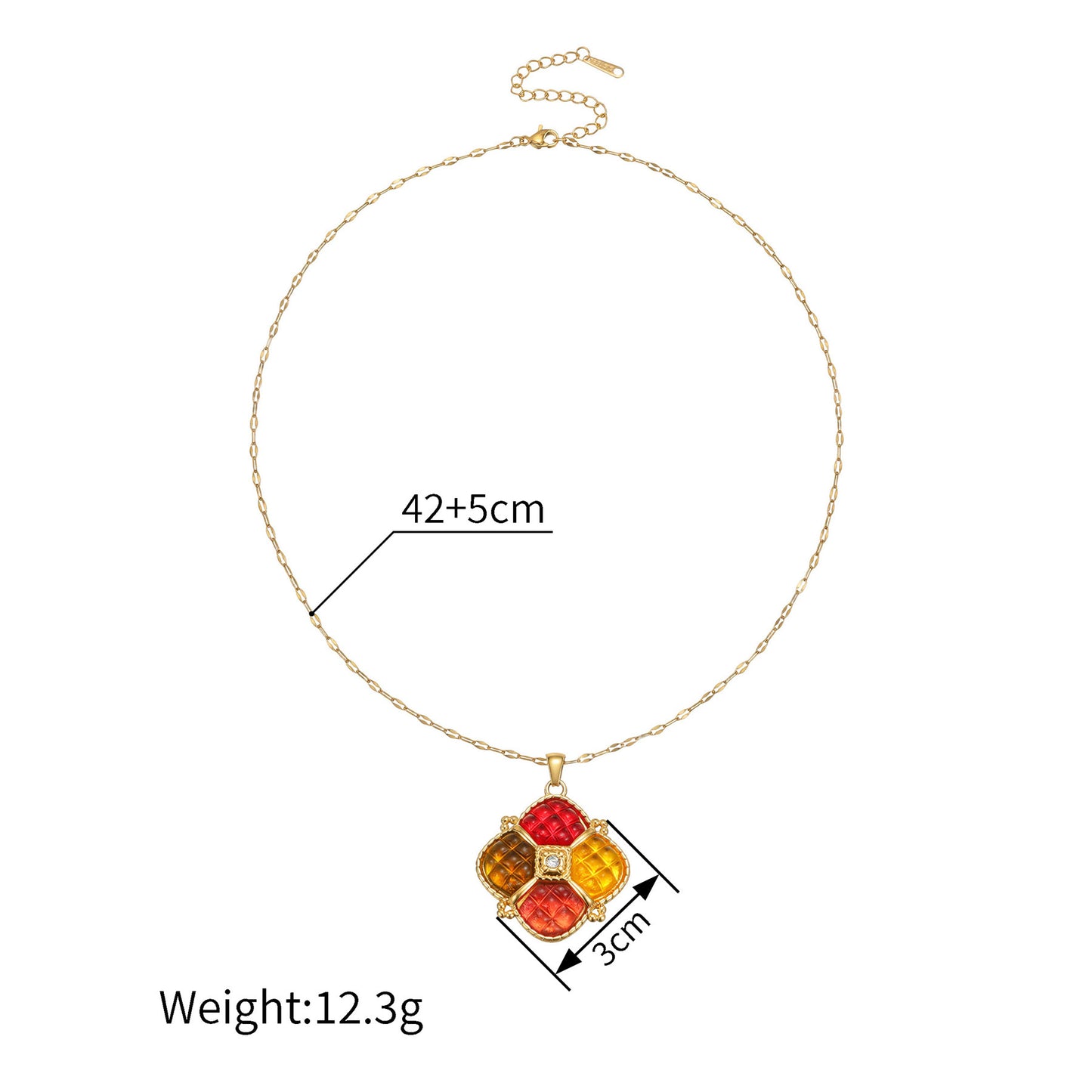Hong Kong Geometric Block Color Necklace For Women, Non-Fading Stainless Steel Jewelry Set