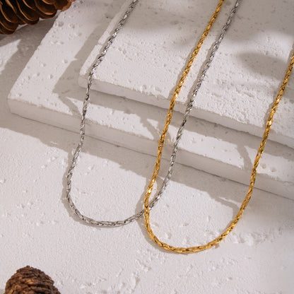 Summer Ling Simple Stainless Steel Snake Bone Chain Necklace Vacuum Electroplated 18K Gold Titanium Steel Pendant Women's Jewelry