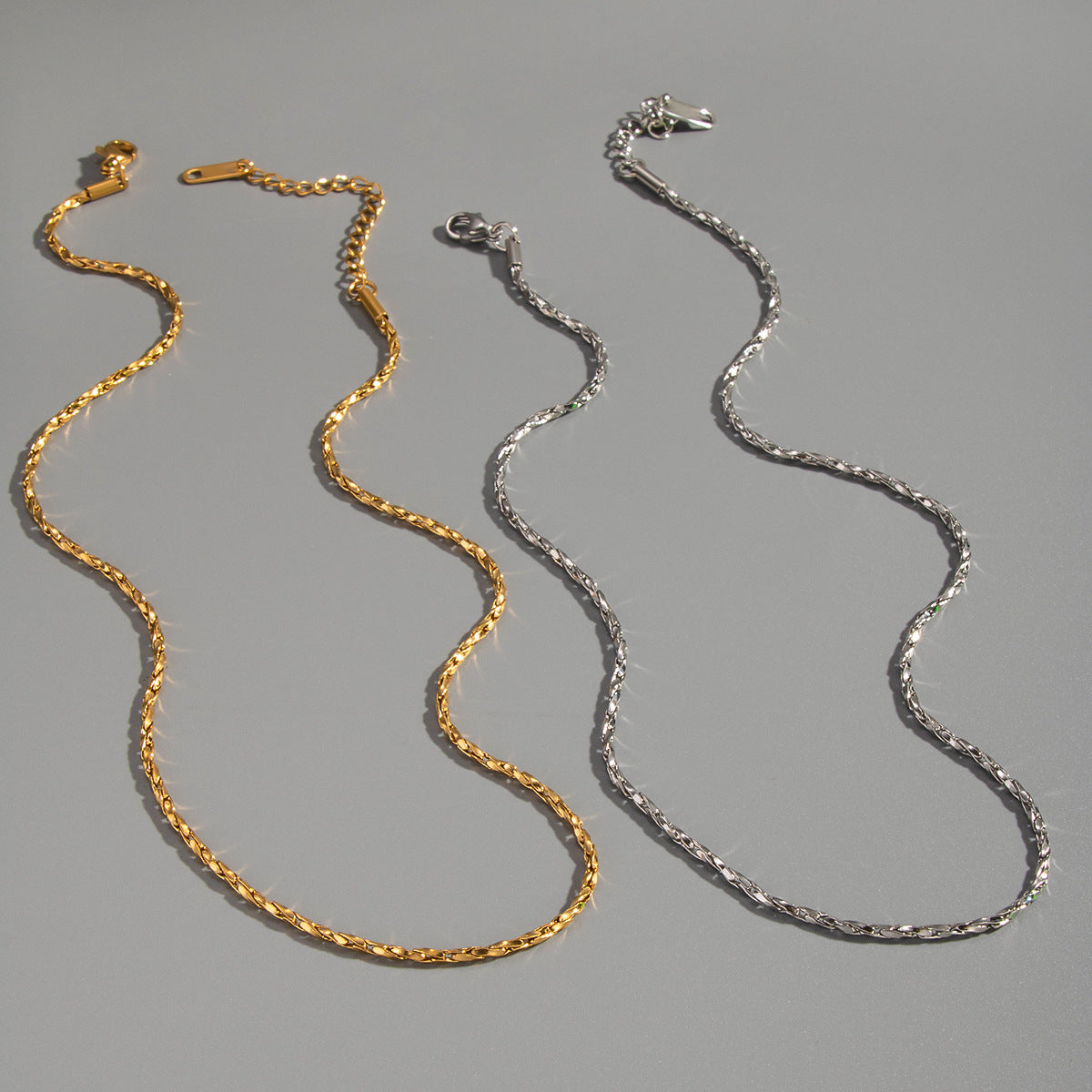 Summer Ling Simple Stainless Steel Snake Bone Chain Necklace Vacuum Electroplated 18K Gold Titanium Steel Pendant Women's Jewelry