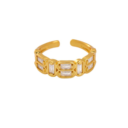 For Open Rings Made Of Copper Featuring Zircon Inlay, Stylish And Elegant Design