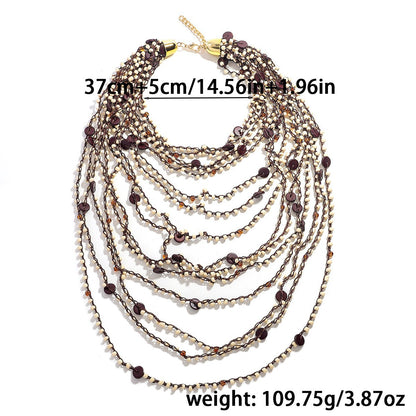 Handmade Necklace Pearl Star Sun Multi-layer Alloy Beads Geometric Women's Jewelry Accessories