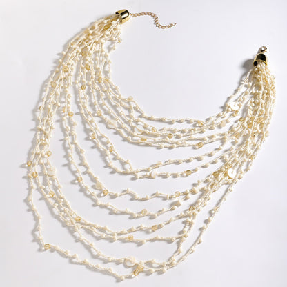 Handmade Necklace Pearl Star Sun Multi-layer Alloy Beads Geometric Women's Jewelry Accessories