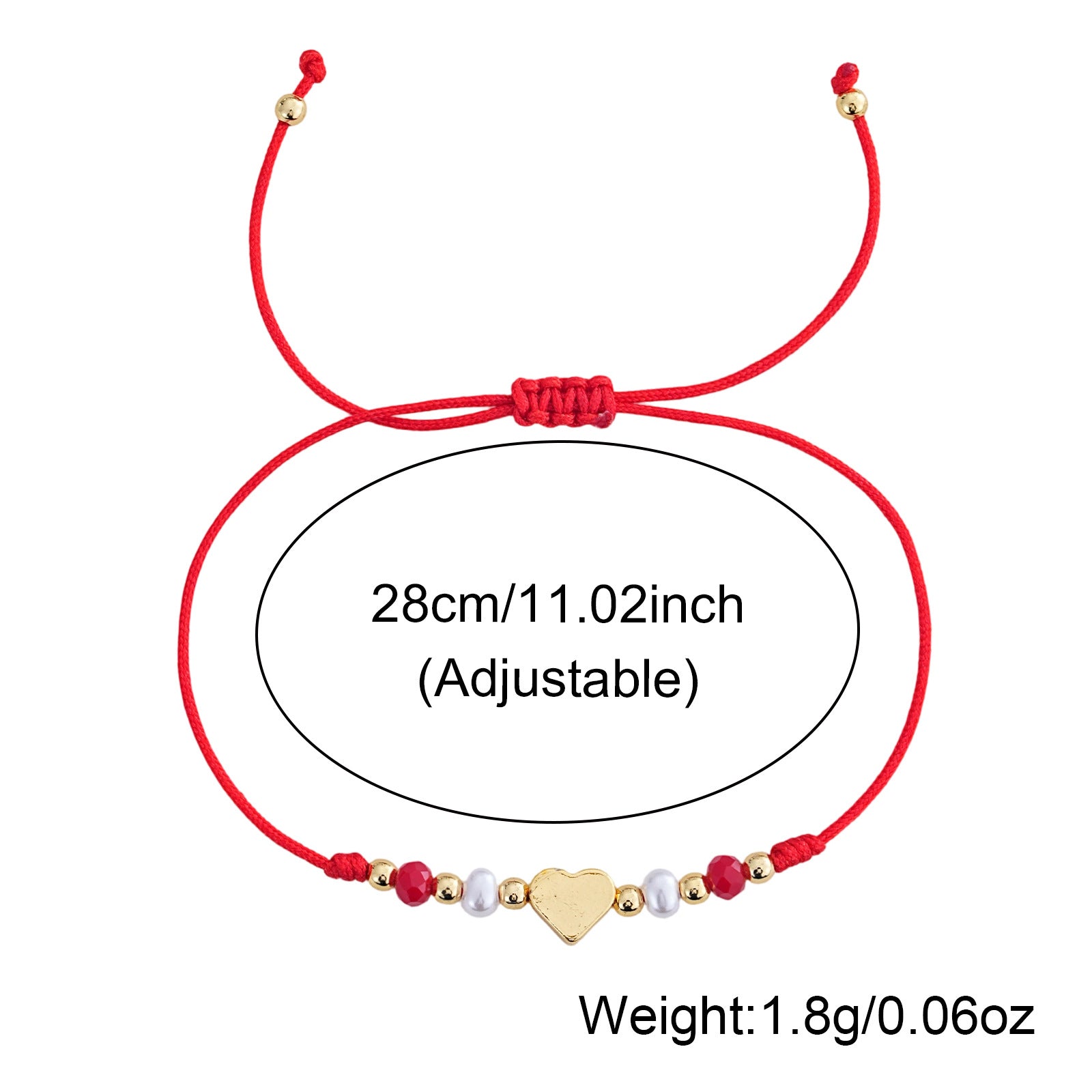 Adjustable Red Rope Gold Heart-shaped Pearl Bracelet Suitable For Commuting, Dating, Travel, And Gatherings British Style Women's Jewelry