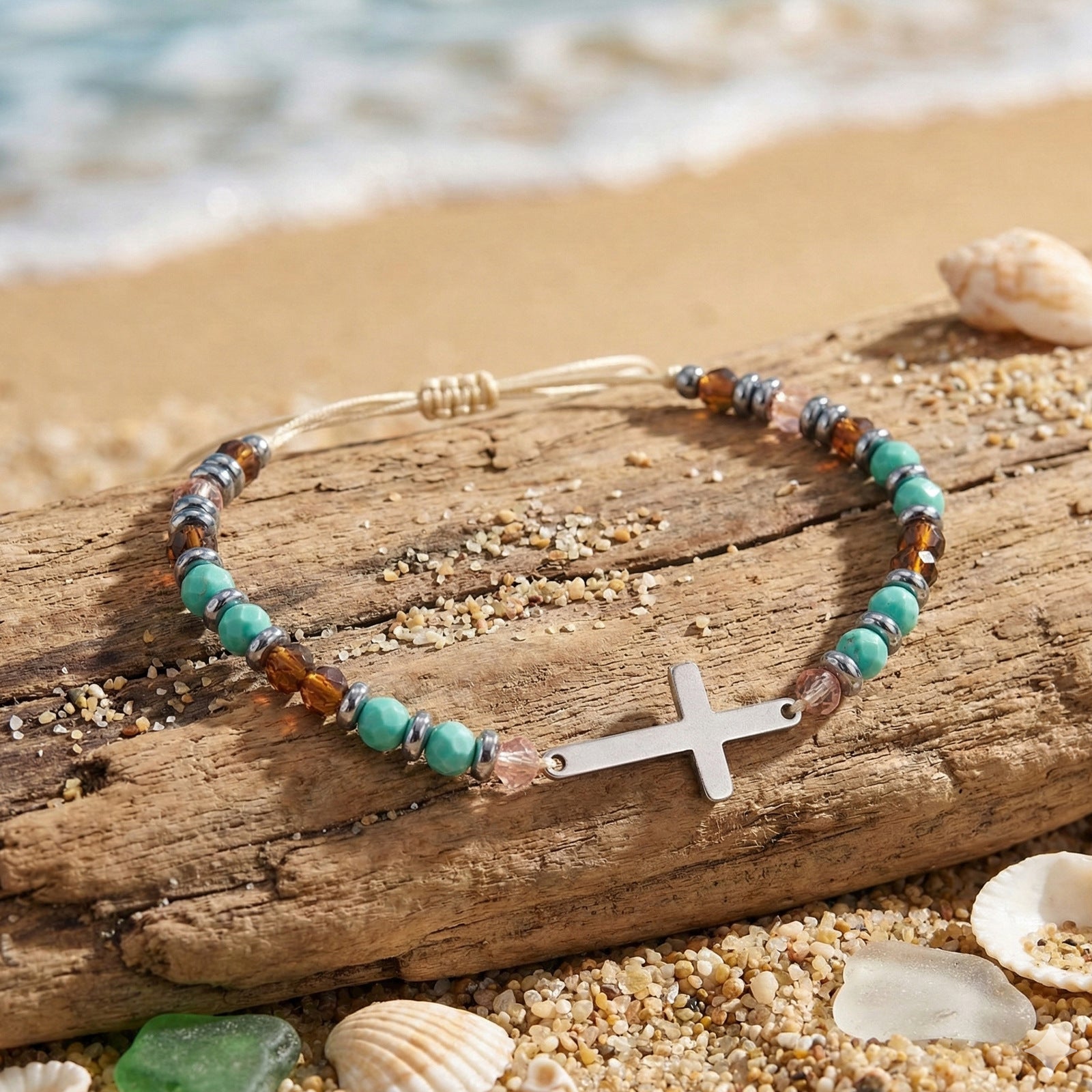 Adjustable Silver Blue Crystal Bracelet Woven Rope Design Suitable For Most Scenarios Unisex Travel Theme British Style