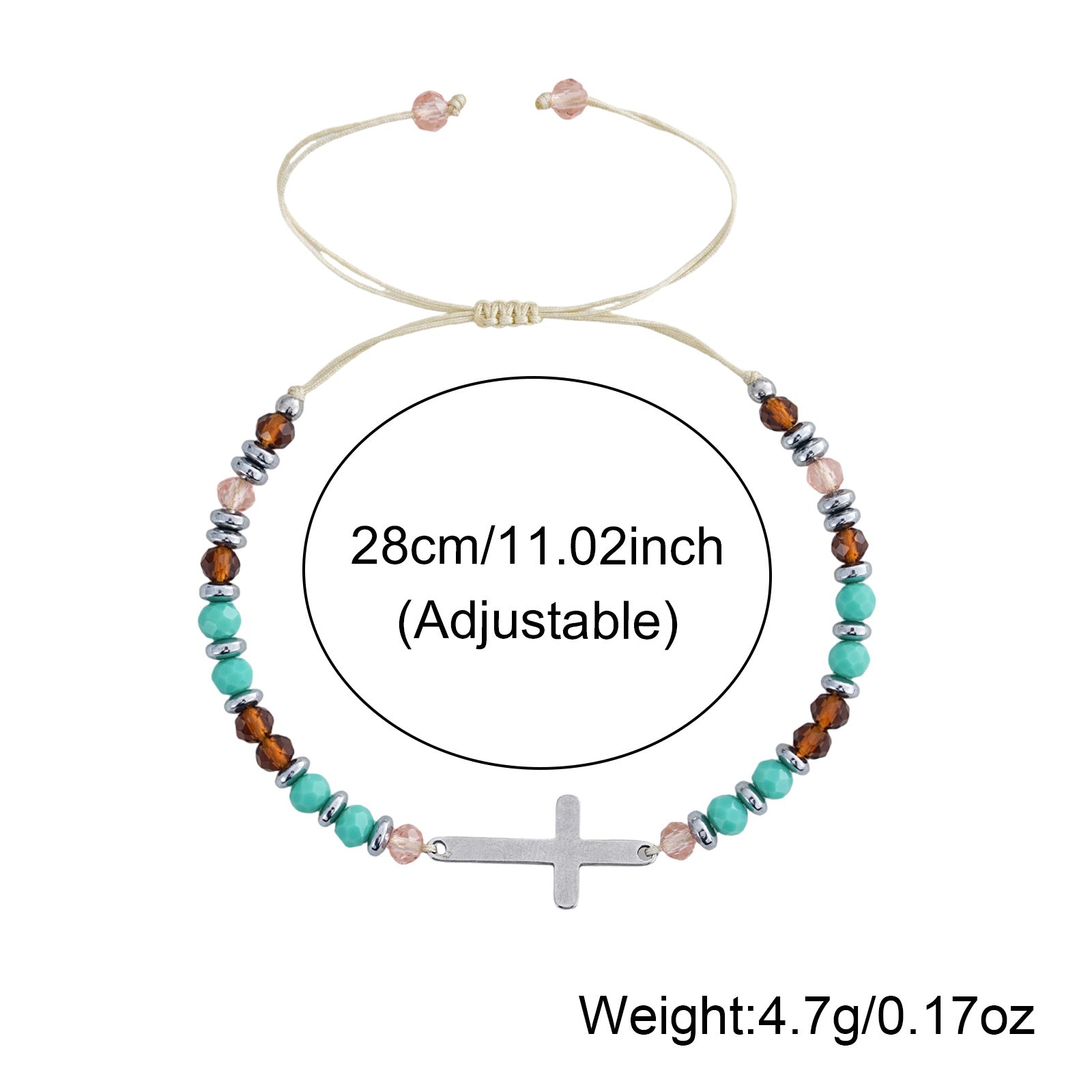 Adjustable Silver Blue Crystal Bracelet Woven Rope Design Suitable For Most Scenarios Unisex Travel Theme British Style