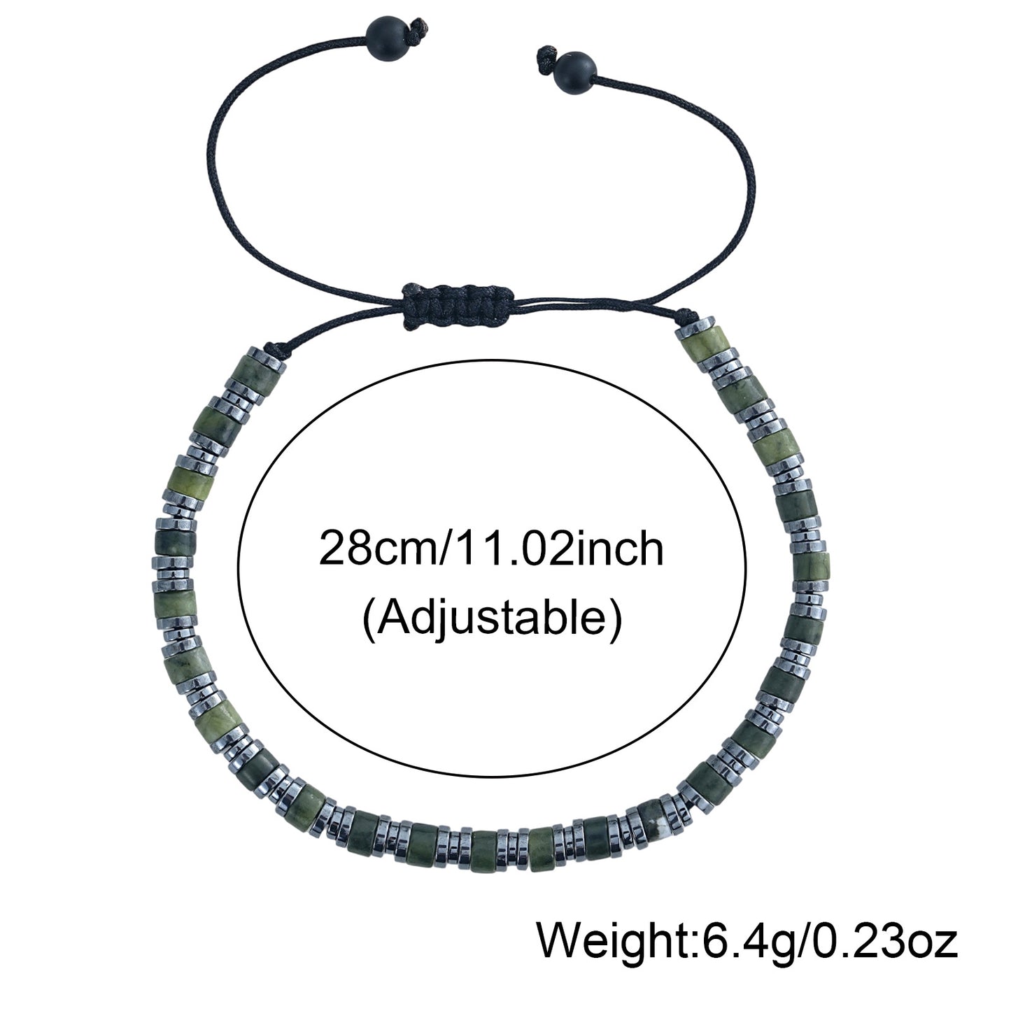 Casual Comfortable Olive Green Beaded Drawstring Bracelet Adjustable Rope Geometric Pattern Travel Daily Jewelry Accessory