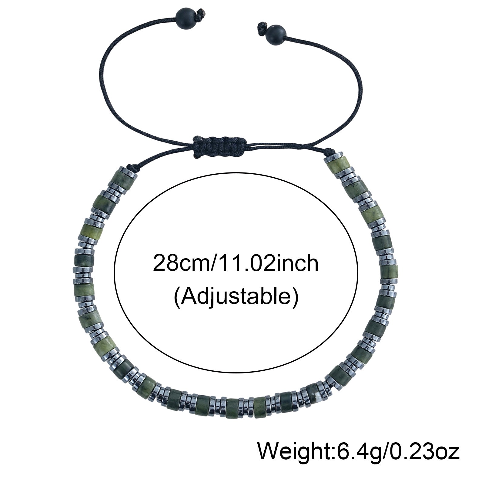 Casual Comfortable Olive Green Beaded Drawstring Bracelet Adjustable Rope Geometric Pattern Travel Daily Jewelry Accessory