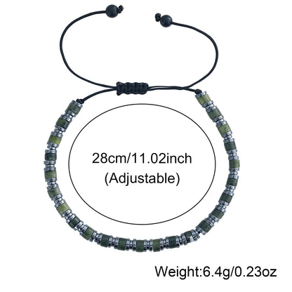 Casual Comfortable Olive Green Beaded Drawstring Bracelet Adjustable Rope Geometric Pattern Travel Daily Jewelry Accessory