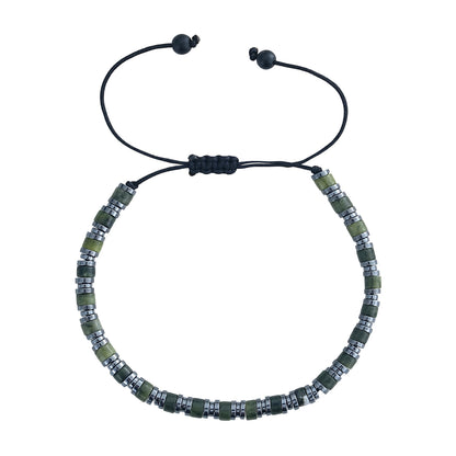 Casual Comfortable Olive Green Beaded Drawstring Bracelet Adjustable Rope Geometric Pattern Travel Daily Jewelry Accessory