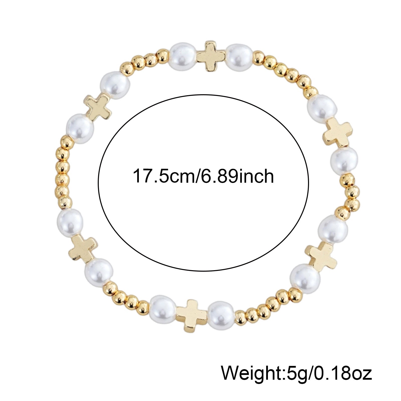 New Gold Beaded Pearl Bracelet With Metal Decoration, Elastic Bead Design, Suitable For Students, Parties, , Dates, Small Accessories, Simple Style, Suitable For Women