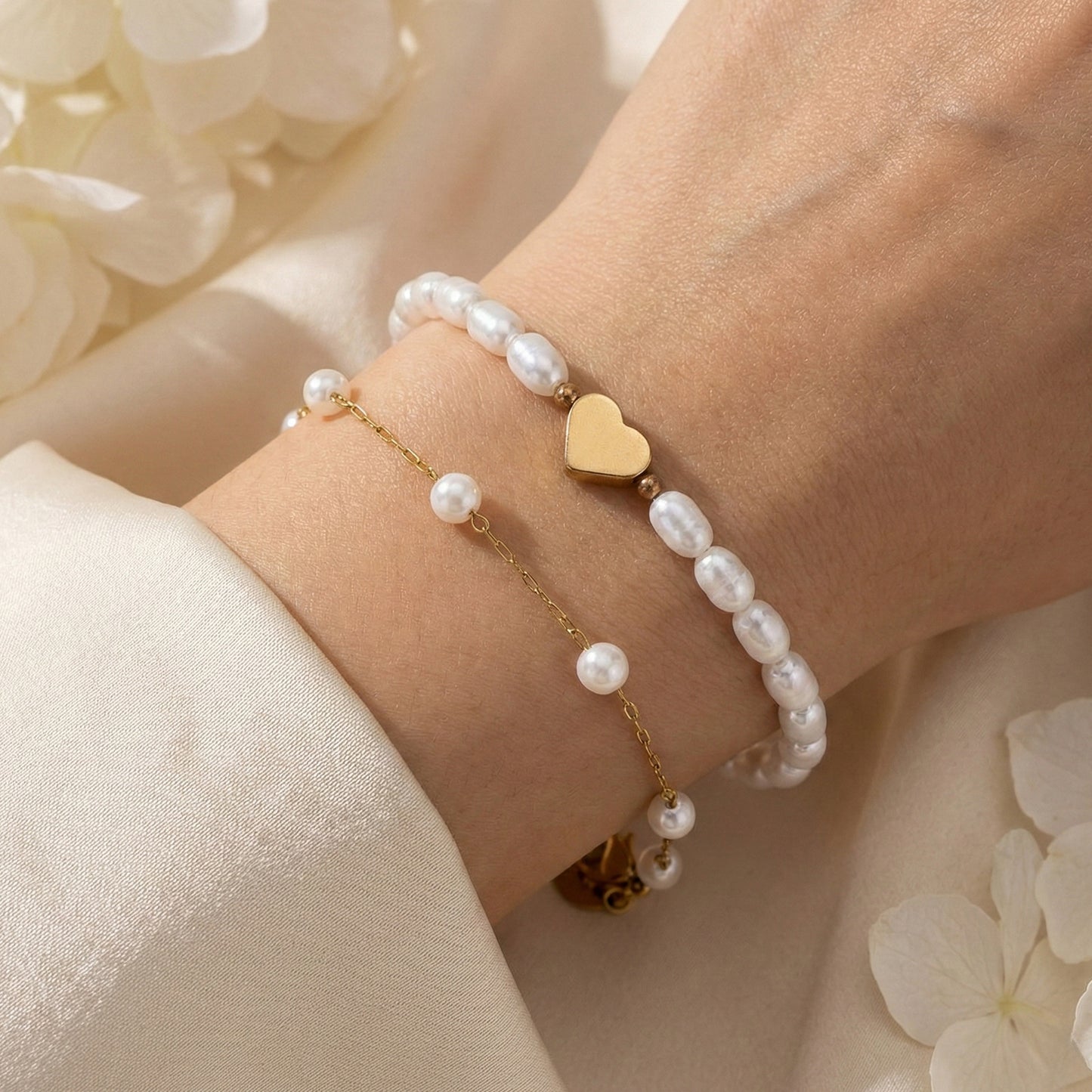 Two-layer Gold-plated Heart-shaped Pendant Bracelet For Women Suitable For Dates, Commuting, And Daily Wear With Adjustable Clasp Pure Silver