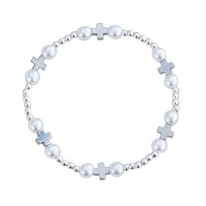New Gold Beaded Pearl Bracelet With Metal Decoration, Elastic Bead Design, Suitable For Students, Parties, , Dates, Small Accessories, Simple Style, Suitable For Women