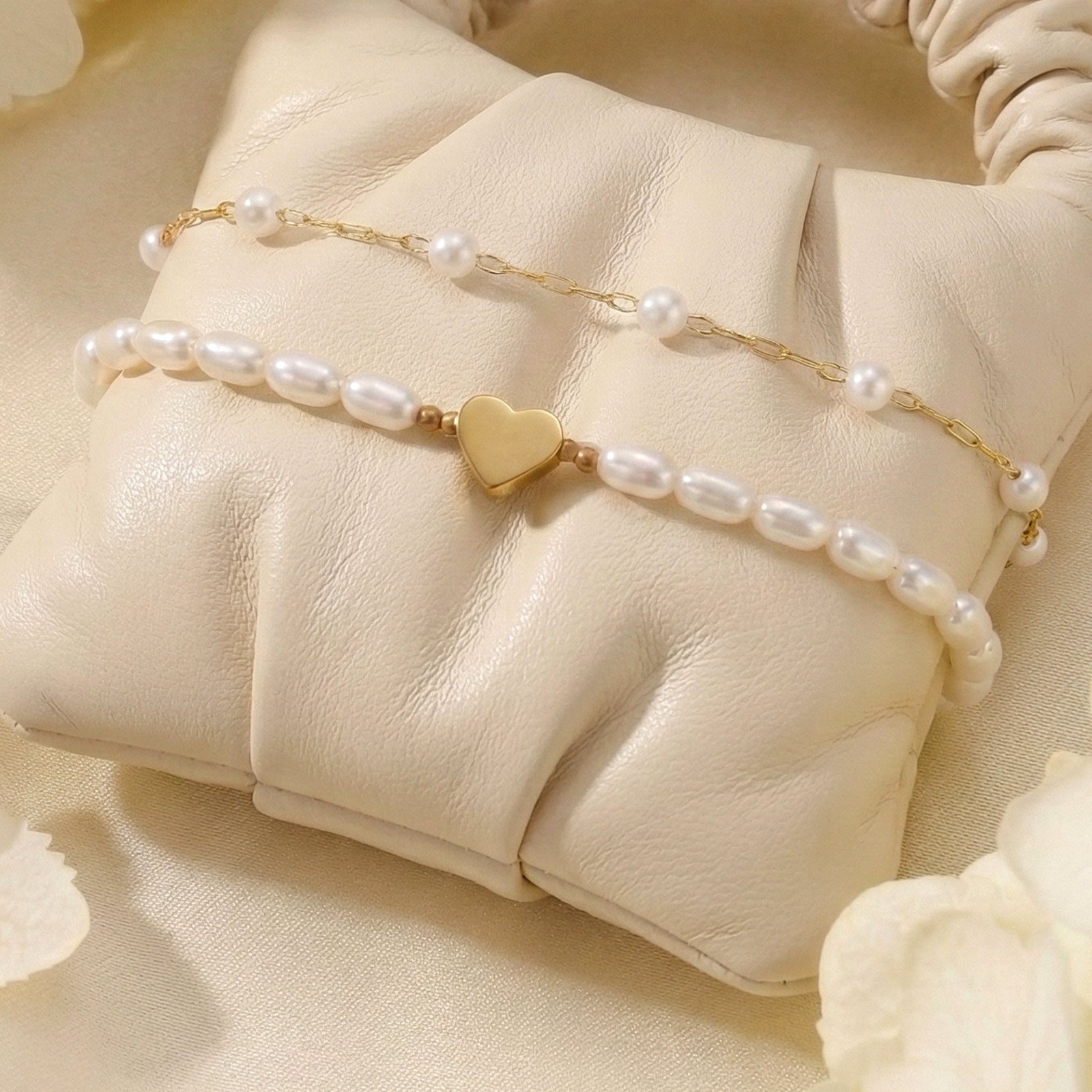 Two-layer Gold-plated Heart-shaped Pendant Bracelet For Women Suitable For Dates, Commuting, And Daily Wear With Adjustable Clasp Pure Silver