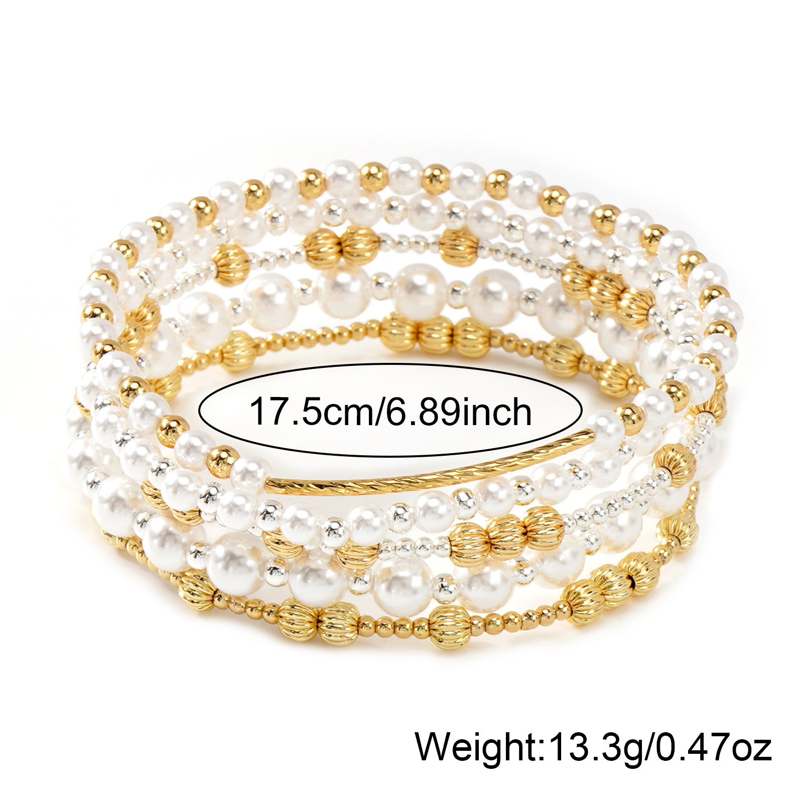 Multi-Piece Pearl Gold Bracelet Set Exquisite Beads Gold Accessories Matching Craftsmanship Daily Date Out Jewelry For Women Simple Style