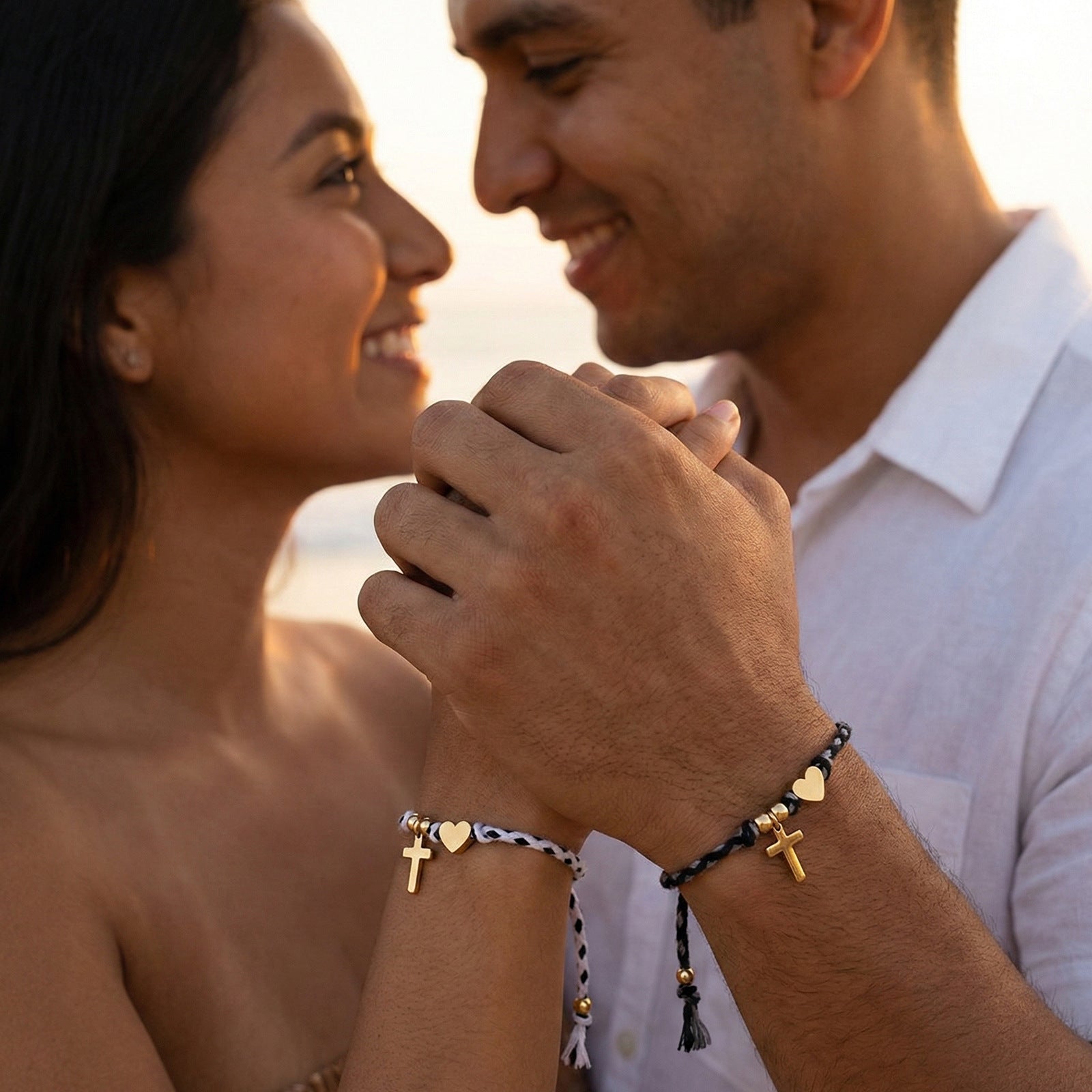 A Pair Of Adjustable Double-layer Braided Rope Bracelet Heart Pendant Accessories Suitable For Dinner Date British Style Minimalist Style