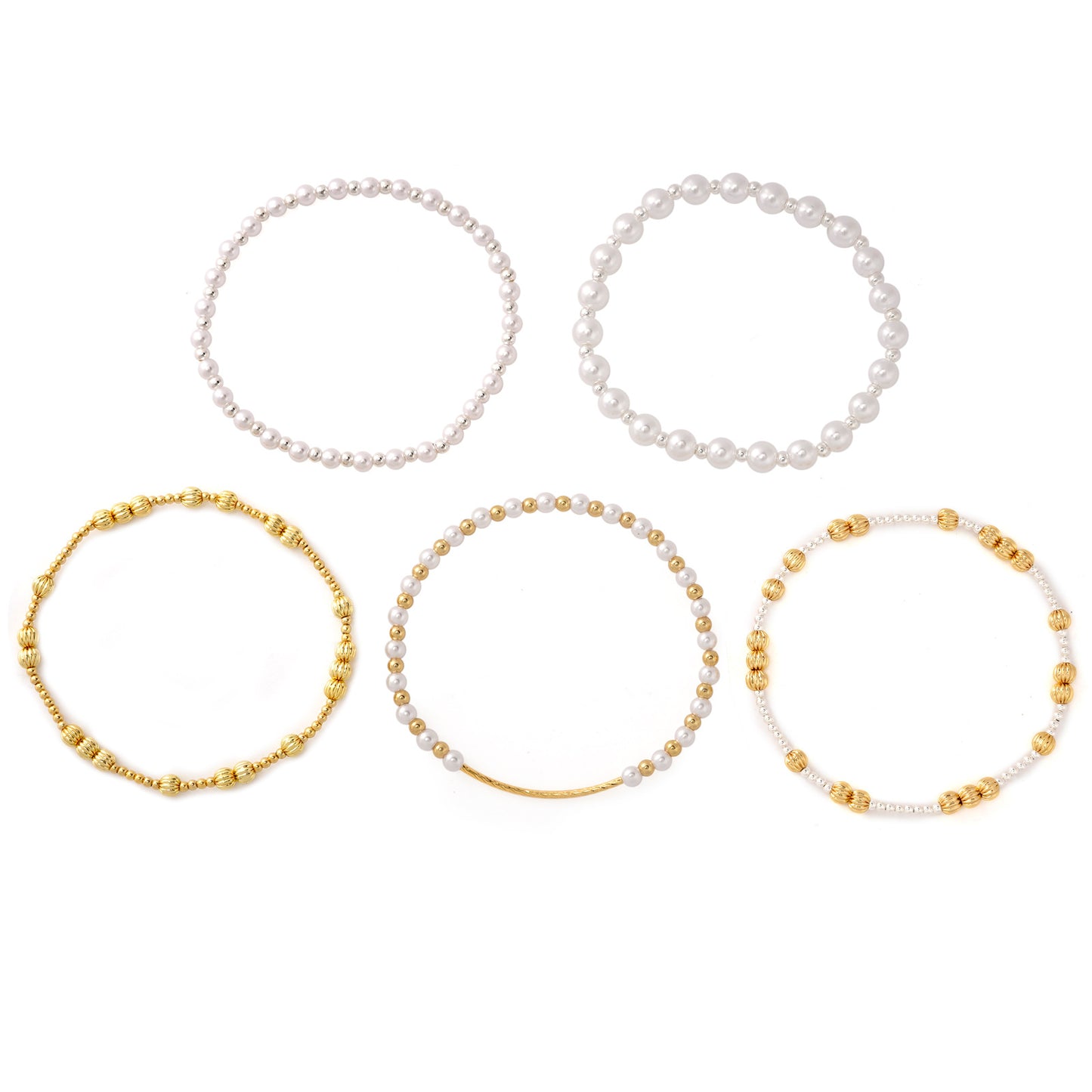 Multi-Piece Pearl Gold Bracelet Set Exquisite Beads Gold Accessories Matching Craftsmanship Daily Date Out Jewelry For Women Simple Style