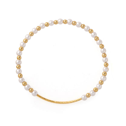 Multi-Piece Pearl Gold Bracelet Set Exquisite Beads Gold Accessories Matching Craftsmanship Daily Date Out Jewelry For Women Simple Style