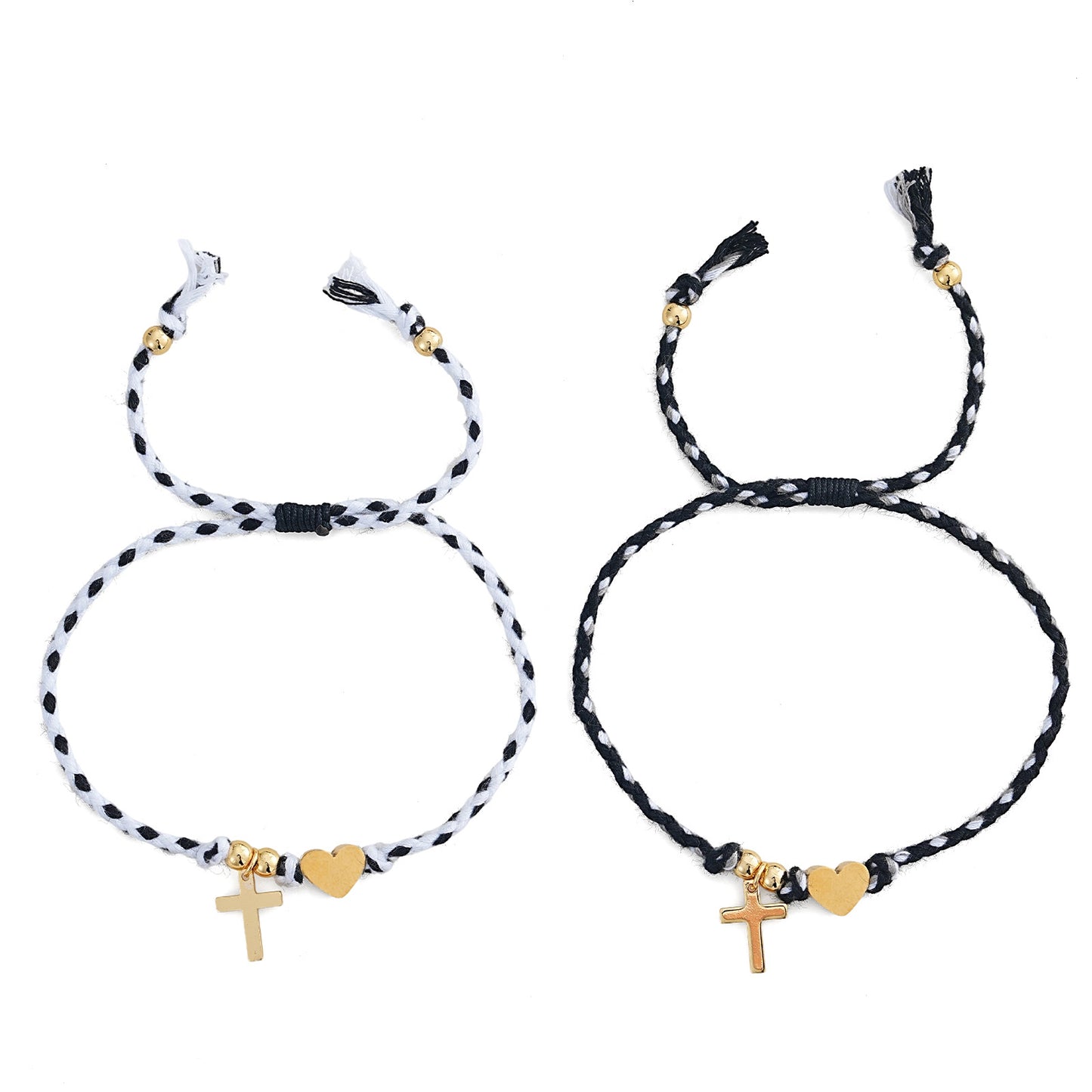 A Pair Of Adjustable Double-layer Braided Rope Bracelet Heart Pendant Accessories Suitable For Dinner Date British Style Minimalist Style