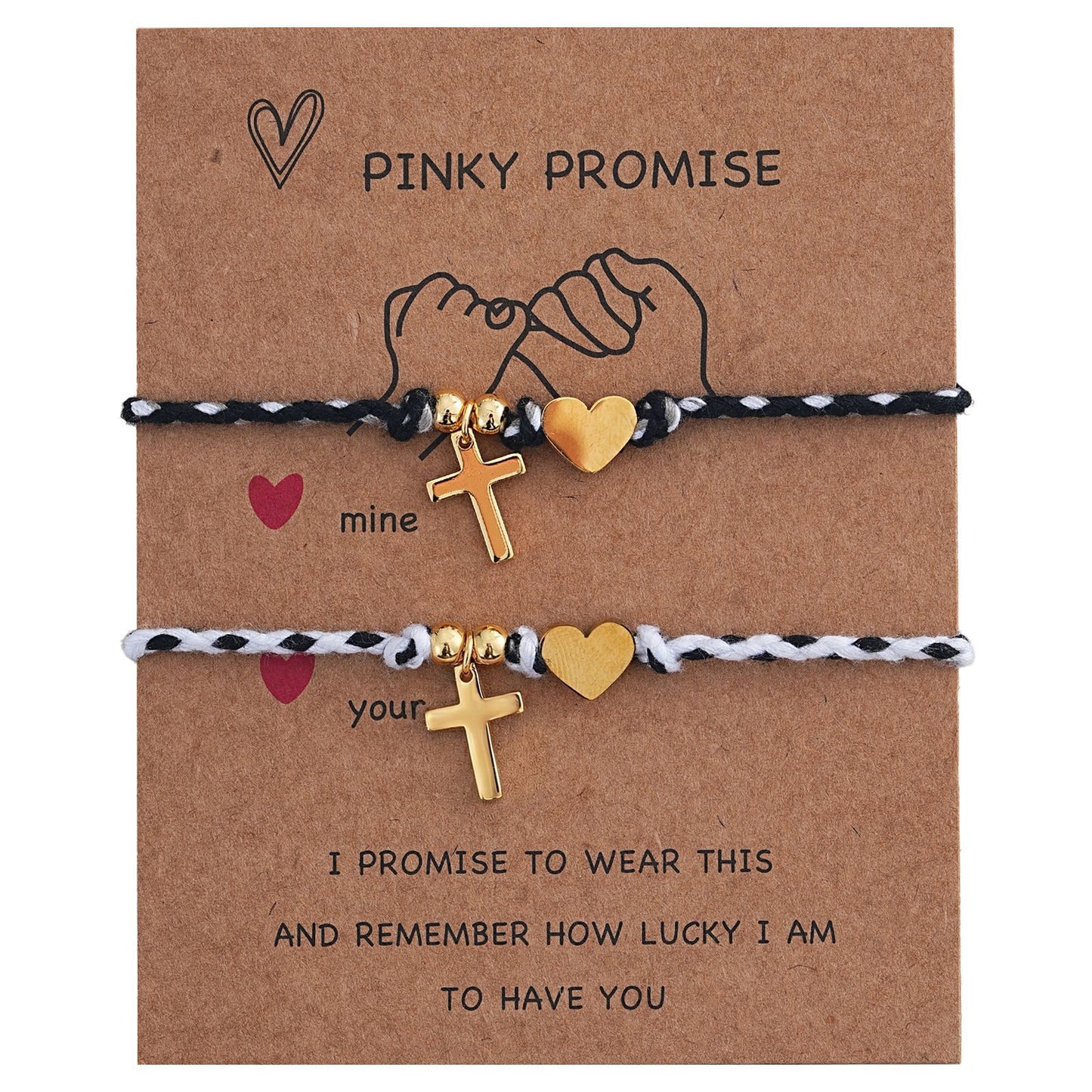 A Pair Of Adjustable Double-layer Braided Rope Bracelet Heart Pendant Accessories Suitable For Dinner Date British Style Minimalist Style