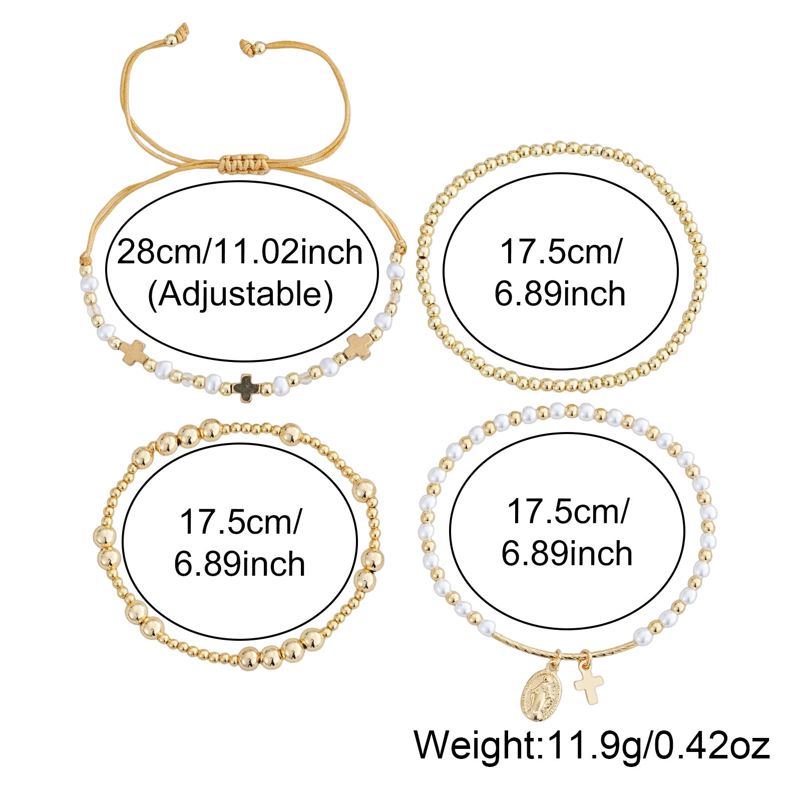 Rose Gold Plated Pearl Bracelet With Gold Beads Metal Tag Daily Wear Street Style Jewelry For Women Adjustable Clasp