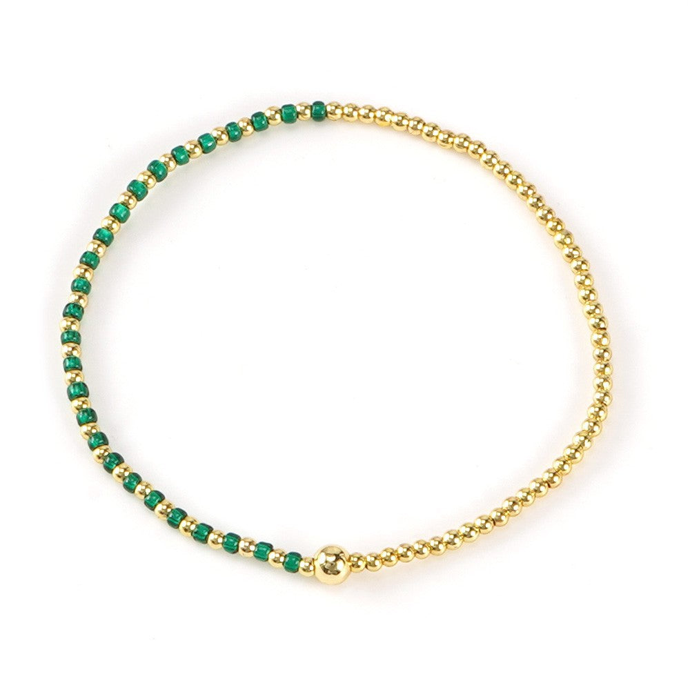 Gold Beaded Bracelet Set Suitable For Girls Handmade Friendship Style Daily Wear Jewelry Sweet Style Round And Laser Customization