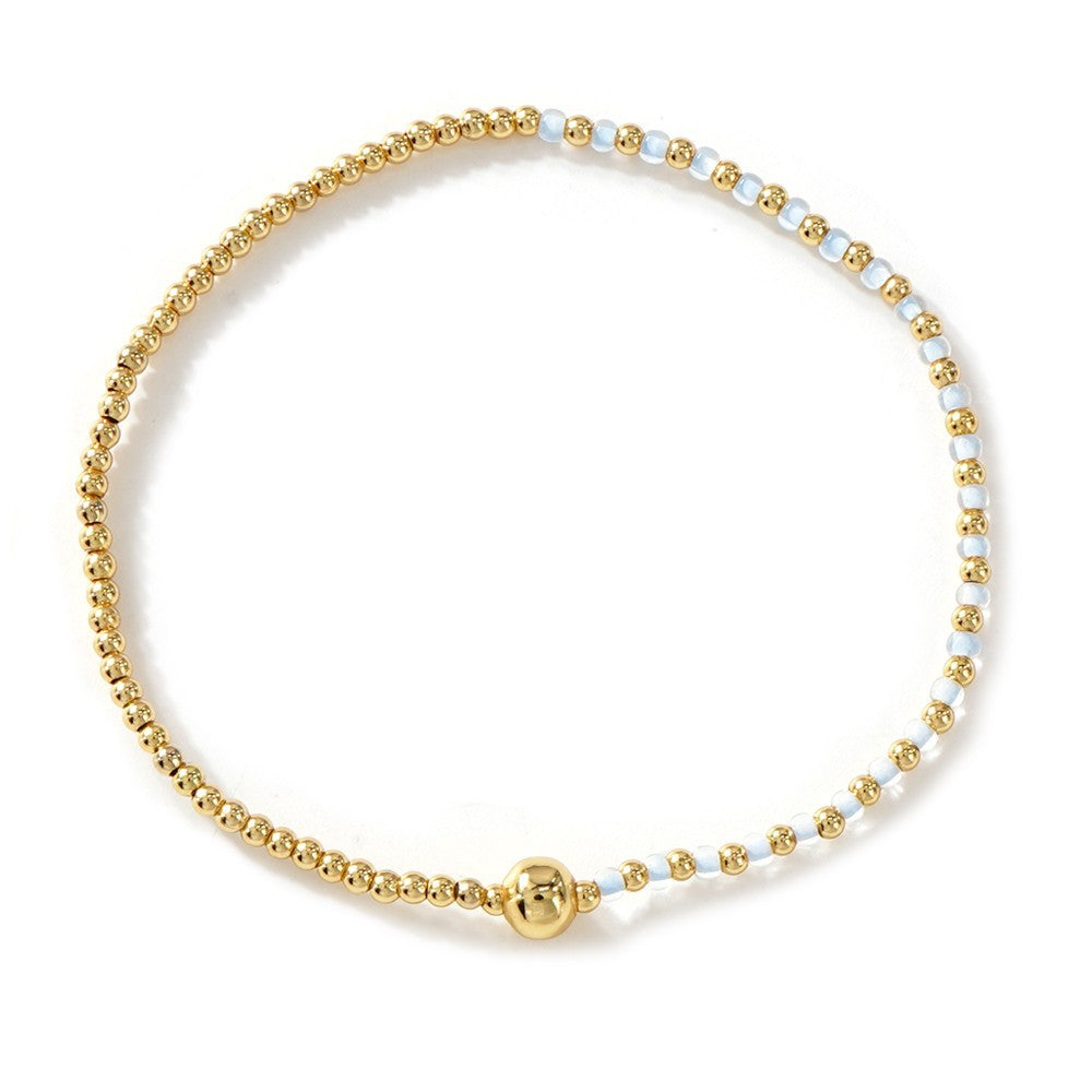 Gold Beaded Bracelet Set Suitable For Girls Handmade Friendship Style Daily Wear Jewelry Sweet Style Round And Laser Customization