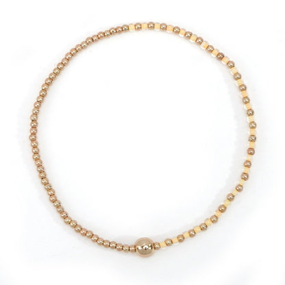 Gold Beaded Bracelet Set Suitable For Girls Handmade Friendship Style Daily Wear Jewelry Sweet Style Round And Laser Customization