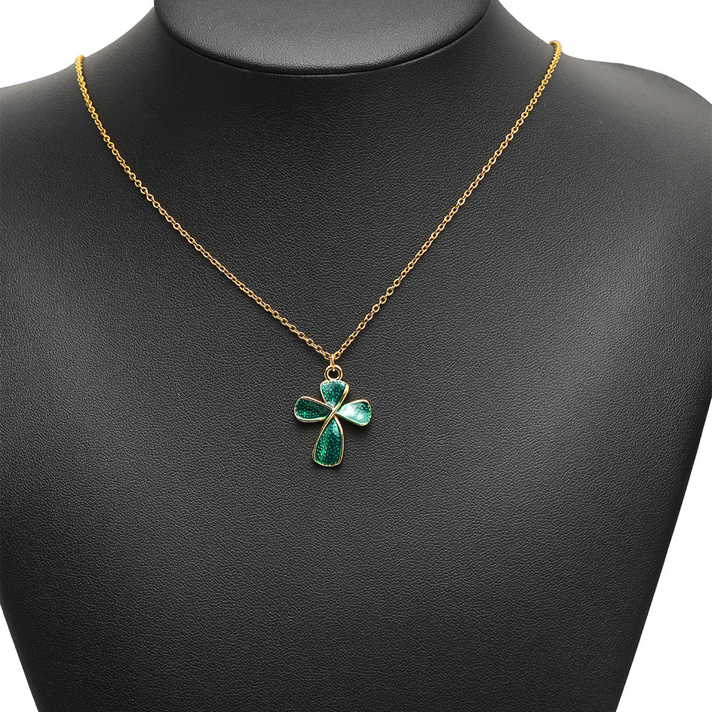 Gold Stainless Steel Cross Pendant DIY Design Necklace Sweater Chain Bracelet Jewelry Accessories Cross Oil Drop Craft