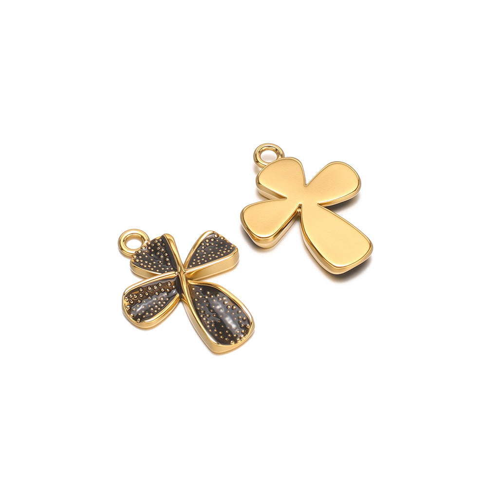Gold Stainless Steel Cross Pendant DIY Design Necklace Sweater Chain Bracelet Jewelry Accessories Cross Oil Drop Craft