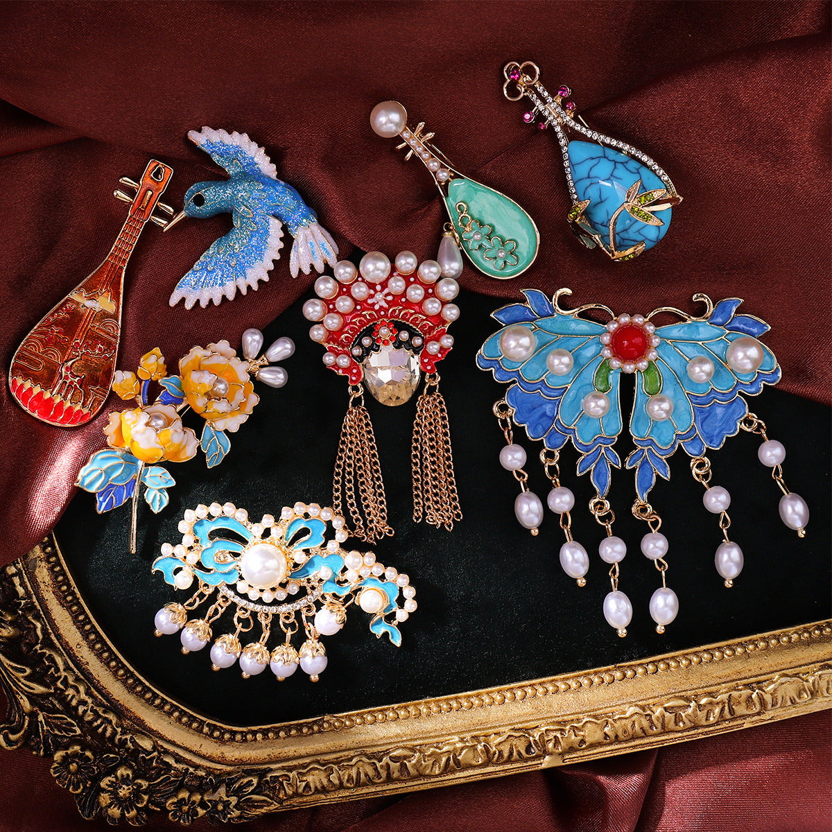 Chinese Ancient Style Lapel Pin High-End Light-Proof Suit Jacket Autumn Winter Accessories