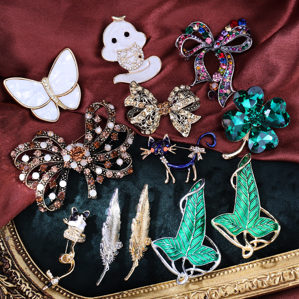 Chinese Ancient Style Lapel Pin High-End Light-Proof Suit Jacket Autumn Winter Accessories