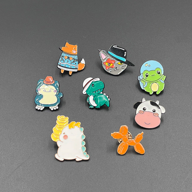 Cartoon Small Animal Alloy Pin Badge Multi-Functional Dinosaur Fox Metal Clothing Shoes Bag Accessories