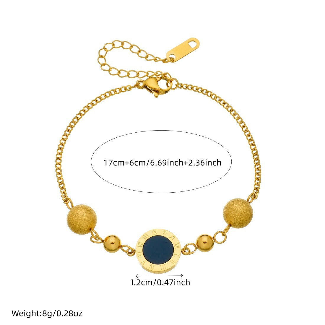 Roman Numeral Bracelet For Elegant Style Featuring Durable 304 Stainless Steel In Golden Tone