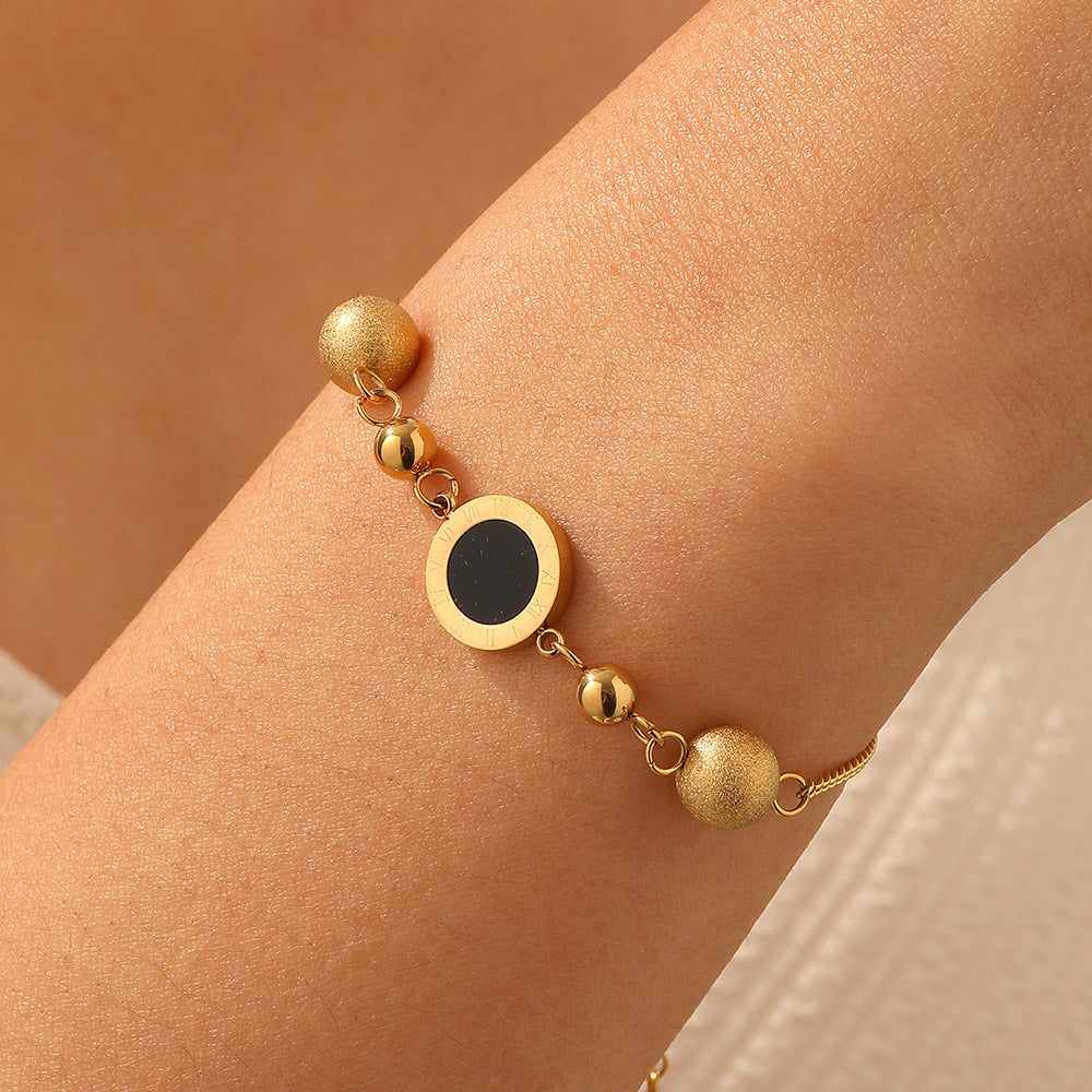 Roman Numeral Bracelet For Elegant Style Featuring Durable 304 Stainless Steel In Golden Tone