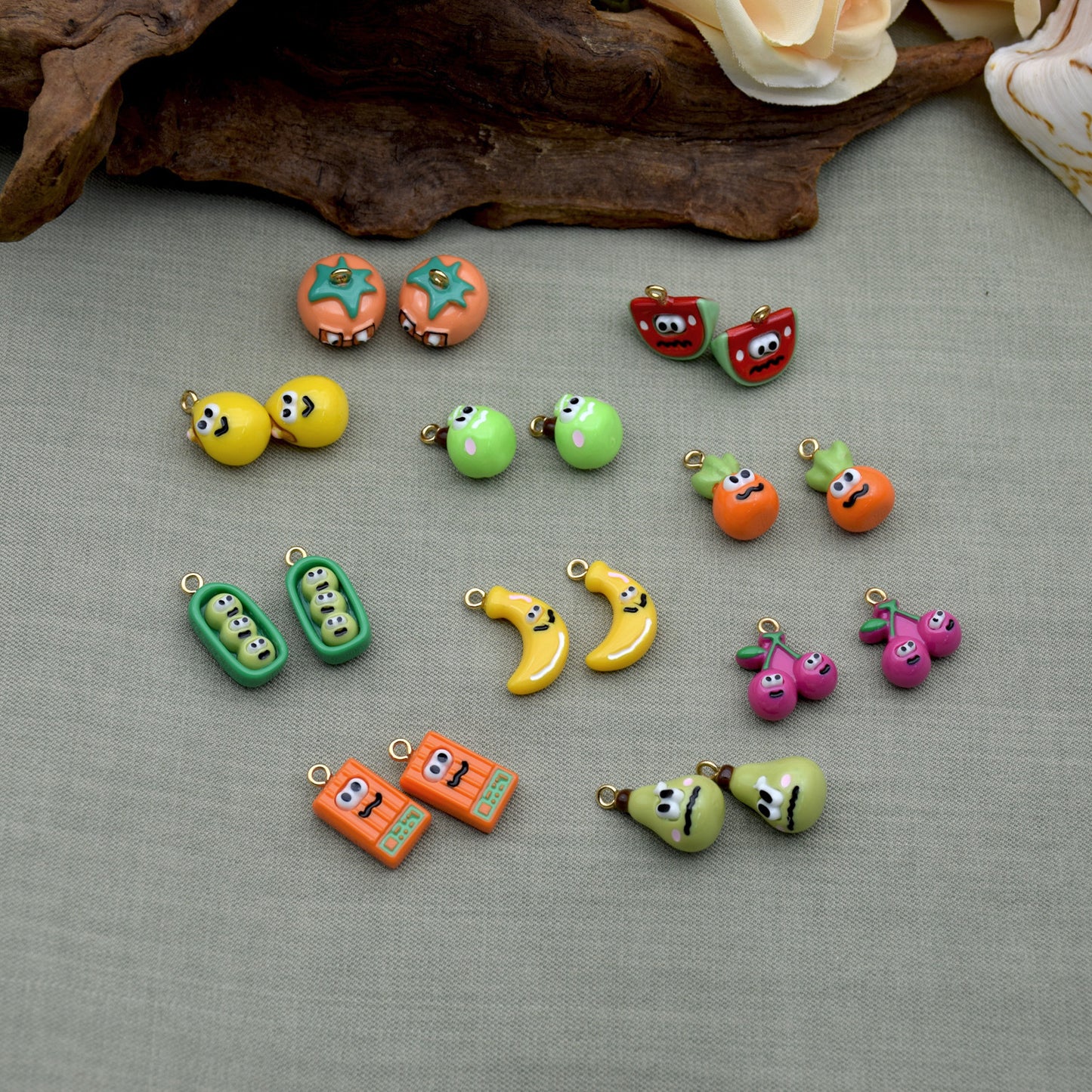 Foguang Resin Fruit Series Earrings Necklace Bracelet DIY Accessories Hole Pendant Jewelry Parts