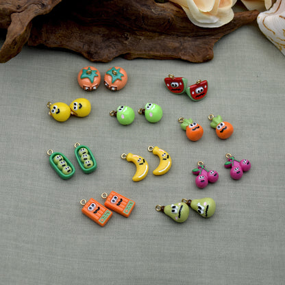 Foguang Resin Fruit Series Earrings Necklace Bracelet DIY Accessories Hole Pendant Jewelry Parts